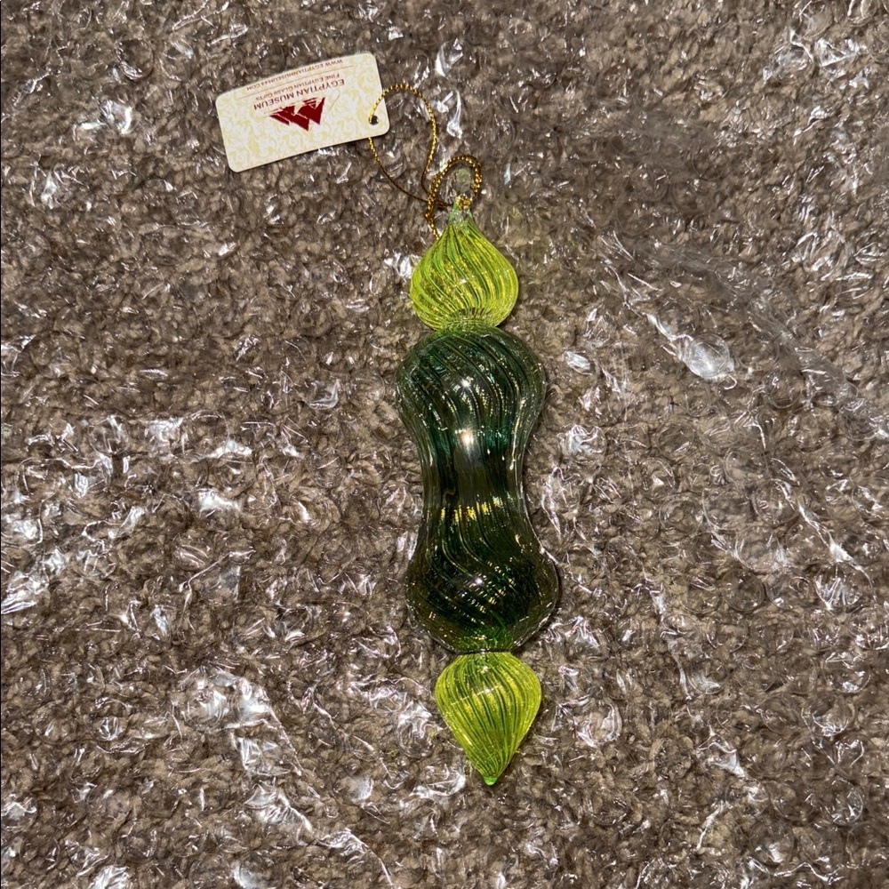 Green and Yellow Glass Ornament